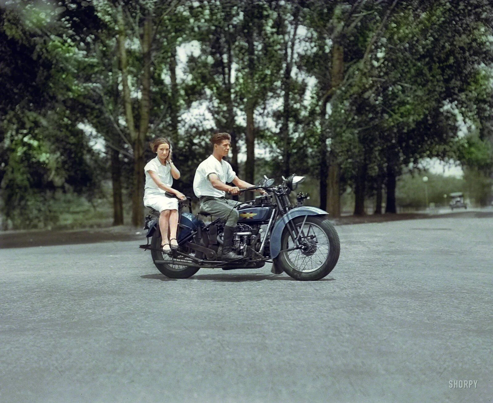 1929 Couple on a Motorcycle Classic Vitage Picture Photo Print 5\