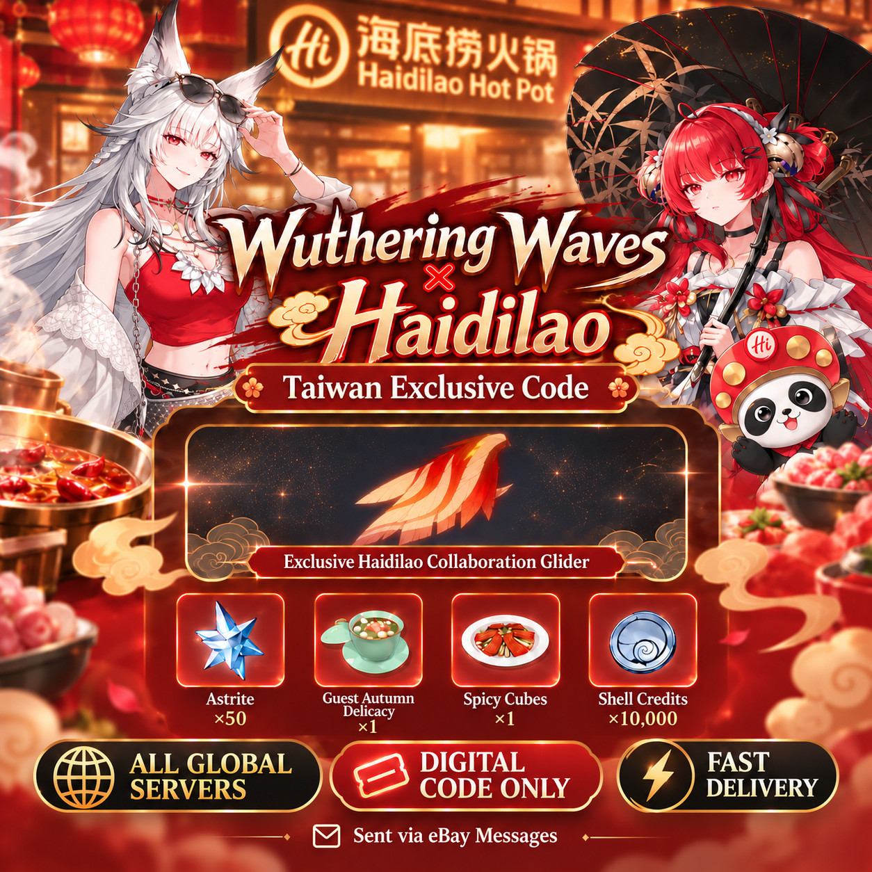 Wuthering Waves x Haidilao Taiwan Glider Code | All Global Servers