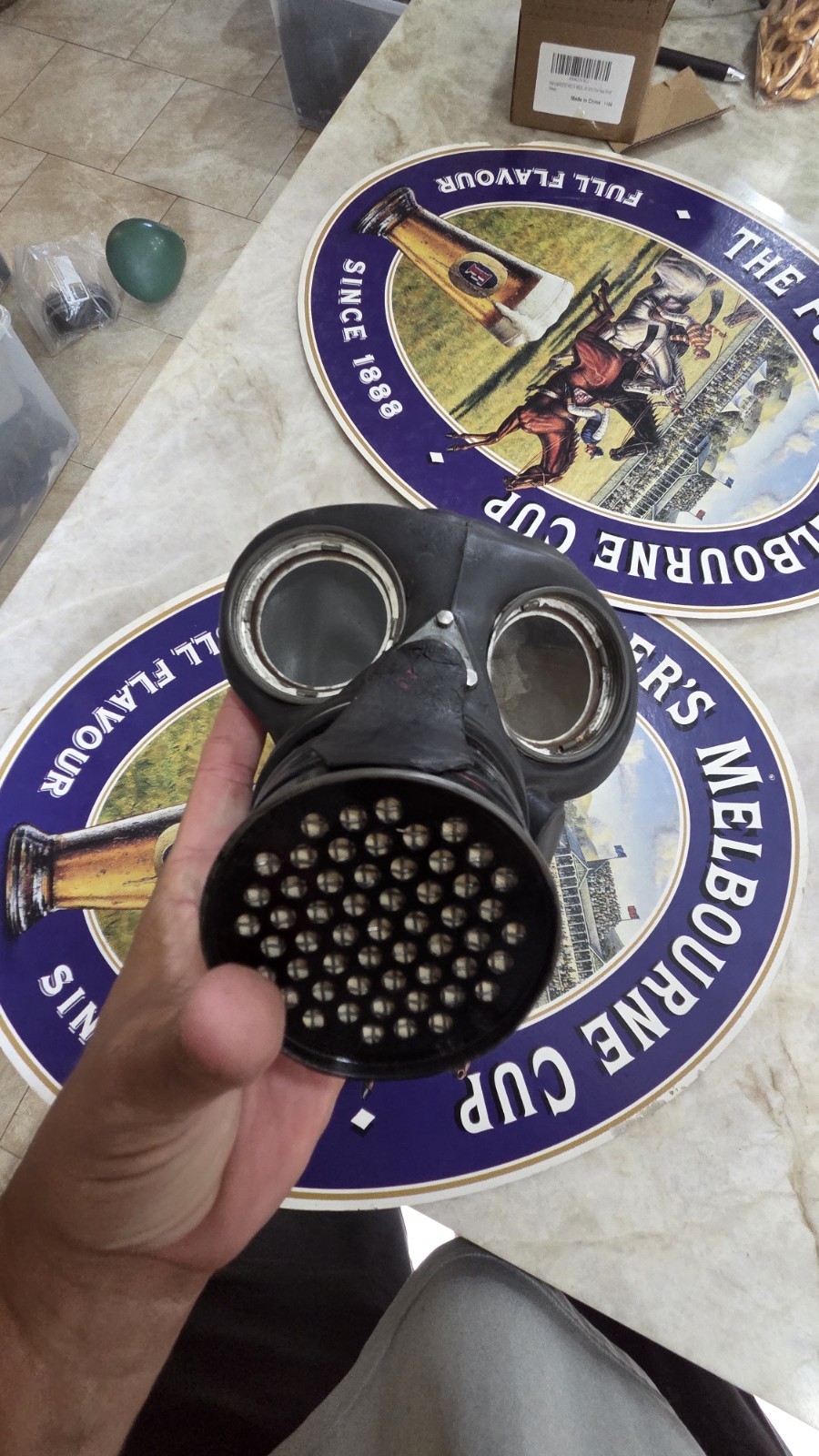 WW2 GAS MASK NO RUST WITH STRAPS No Cracks WWII World War Rubber Army Military
