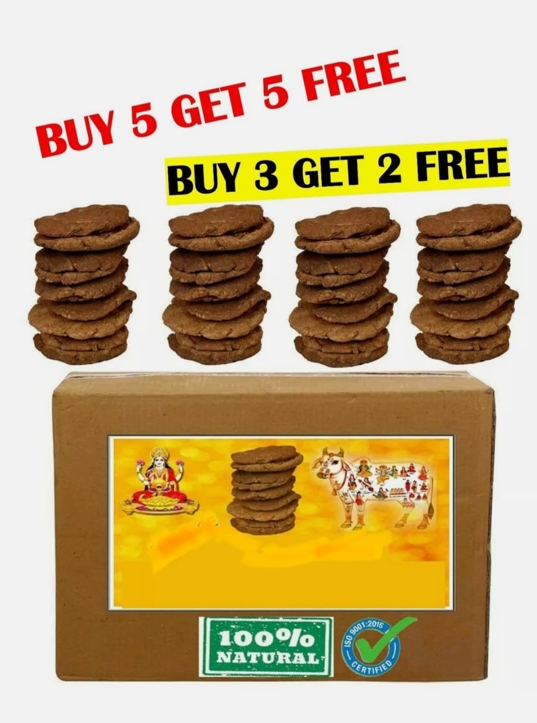 100 Percent Pure Cow Dung Cake for Puja Organic Eco friendly BEST QUALITY 10-PC