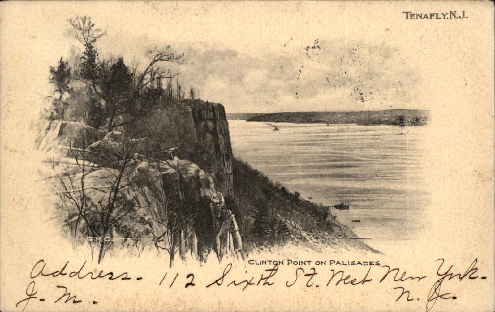 Tenafly New Jersey NJ Clinton Point on Palisades c1900s-10s Vintage Postcard