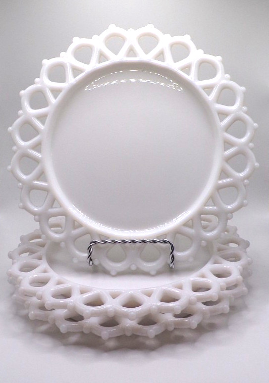 Vintage Milk Glass Plate Westmoreland Open Lace Edge 8