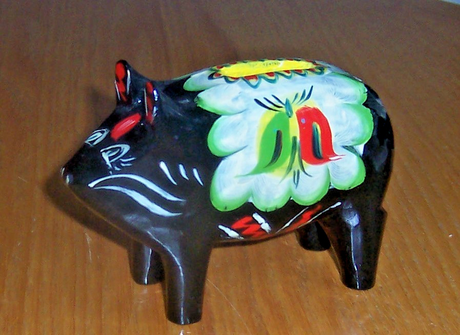 Swedish Vintage Black Dala Pig Bank
