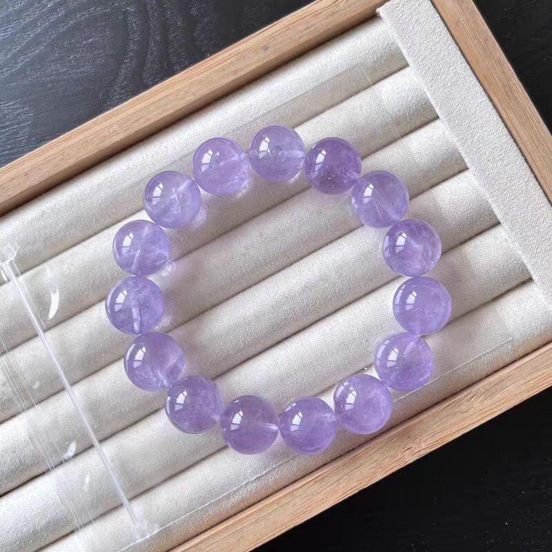 Natural Purple lavender   Amethyst Gemstone Round Beads Bracelet  12mm