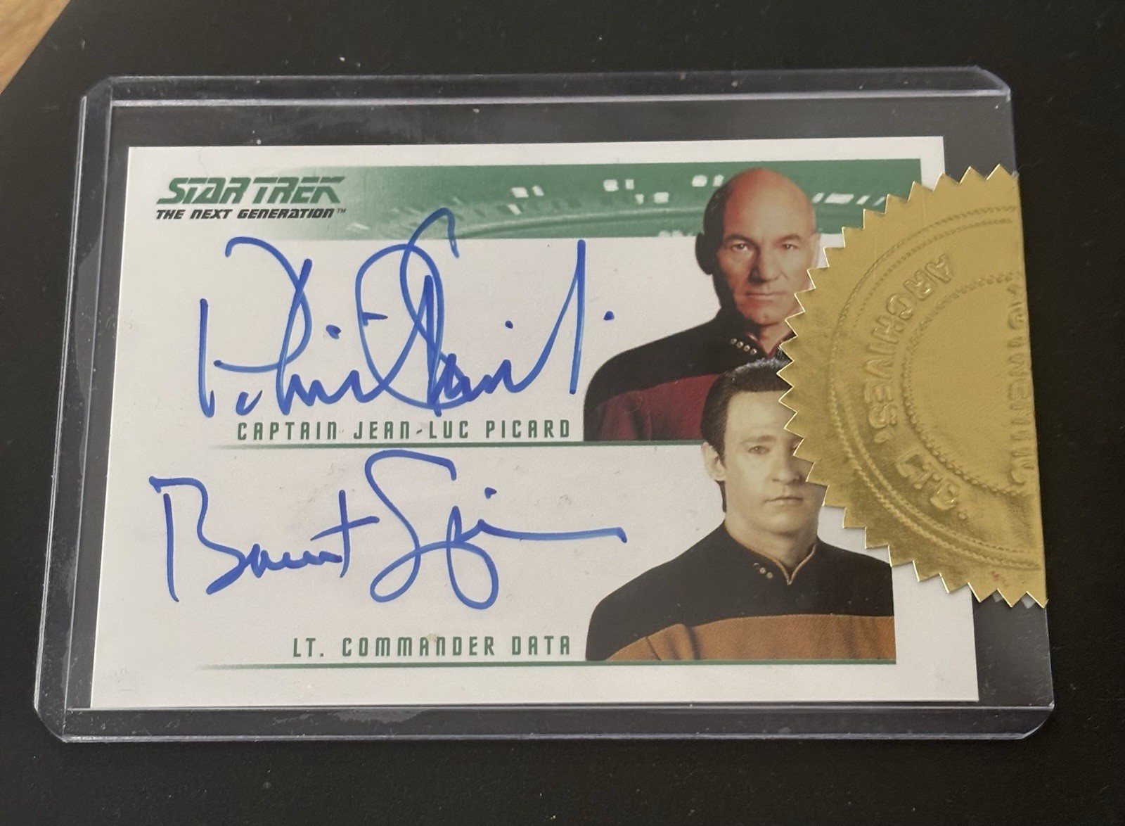 Patrick Stewart + Brent Spiner Double Autograph Star Trek TNG Quotable 
