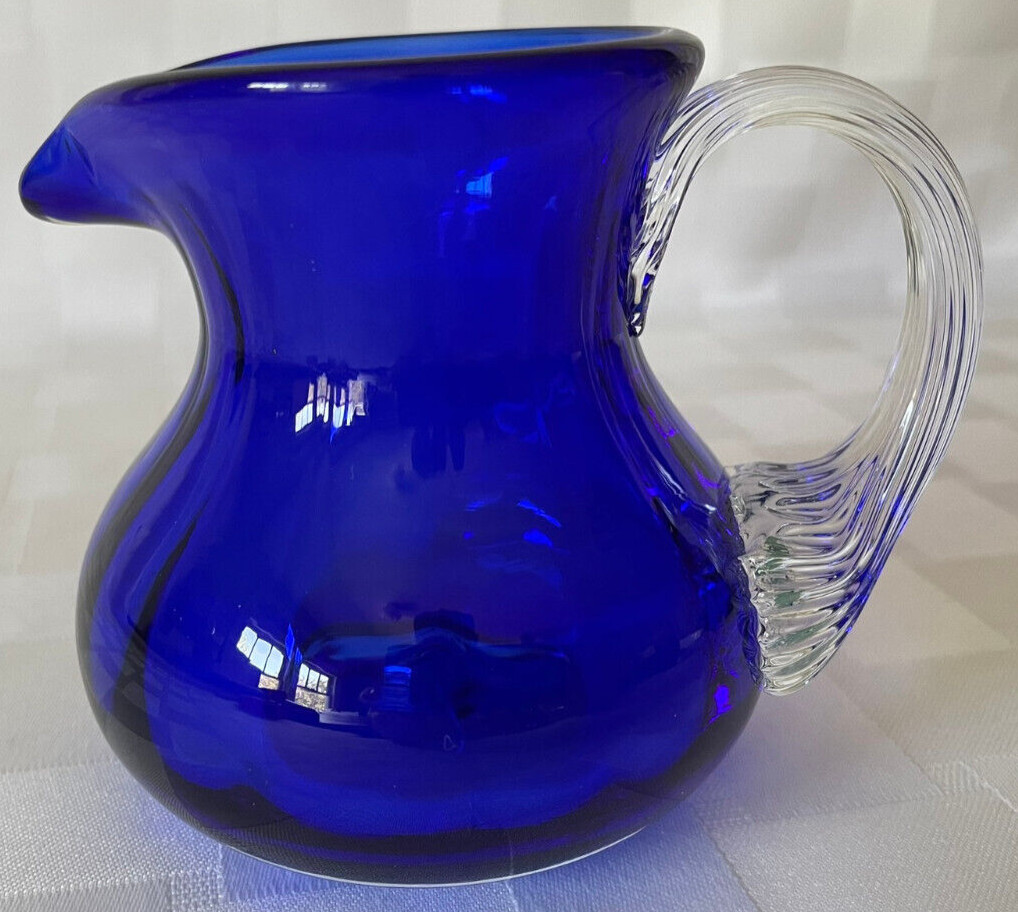 Vintage HAND BLOWN Cobalt Blue ART GLASS 3.5\