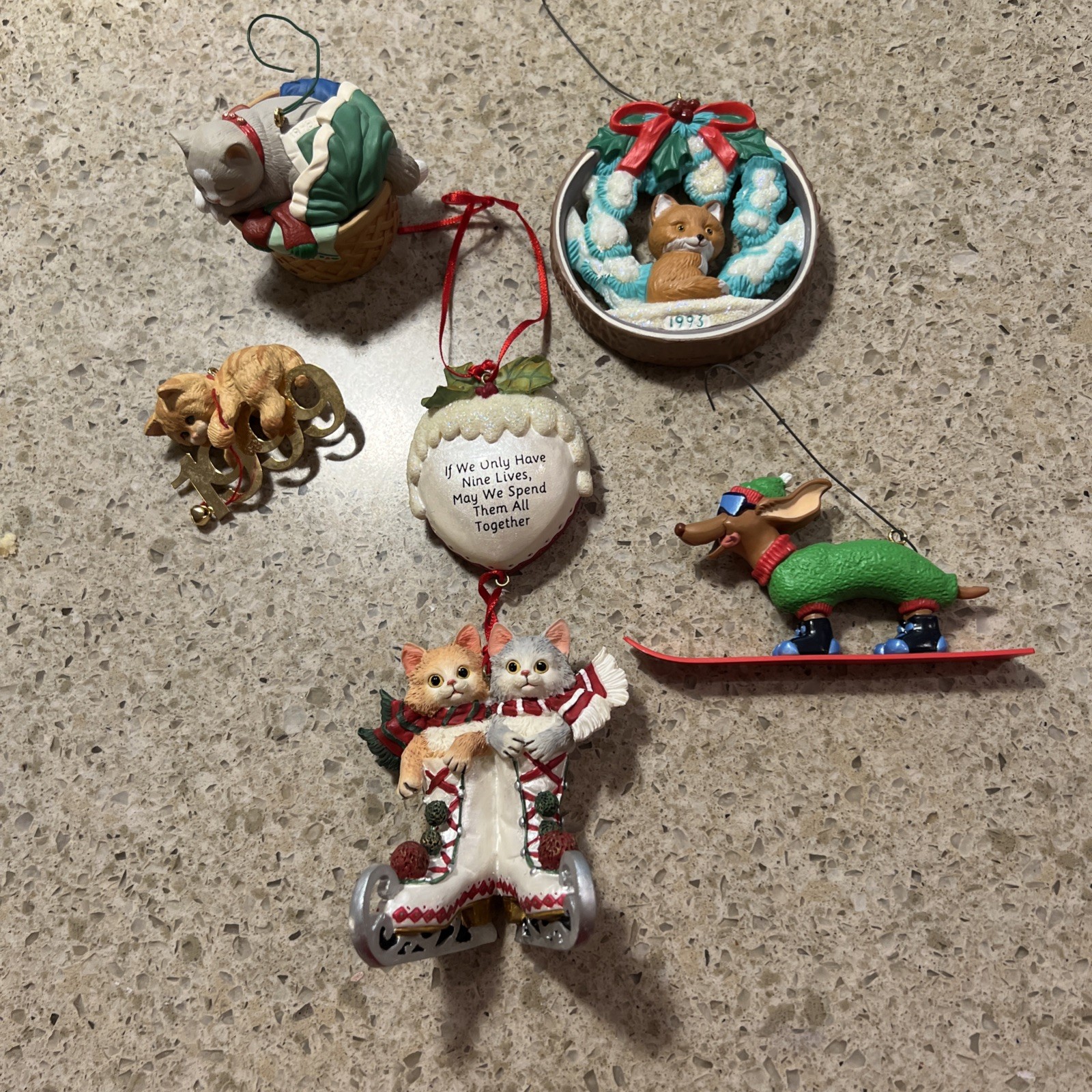 VTG 5 Hallmark Christmas Ornaments Nice