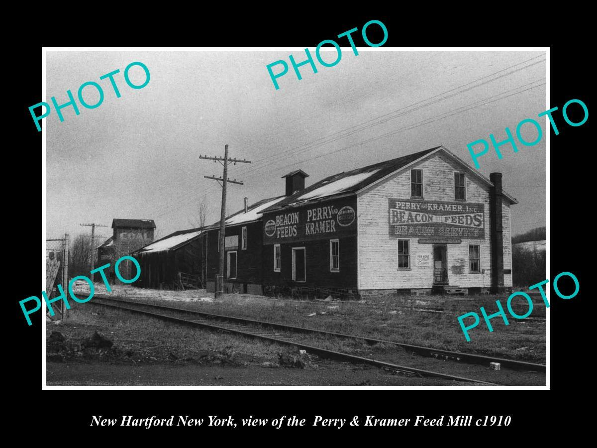OLD POSTCARD SIZE PHOTO OF NEW HARTFORD NEW YORK THE P&K FEED MILL c1910