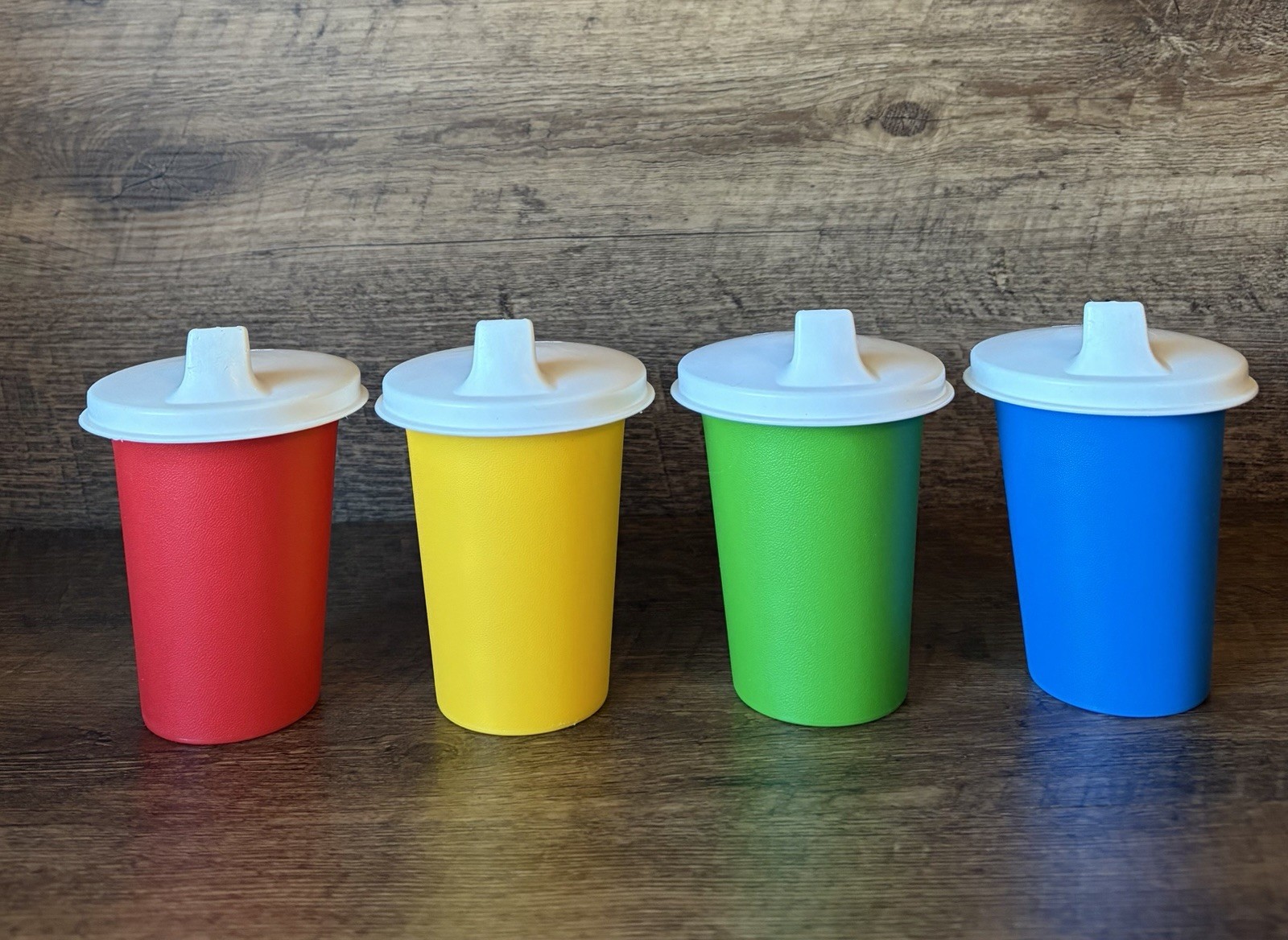 Tupperware Bell Tumblers Domed Lids Sipper Seals Sippy Cups Primary Colors NICE