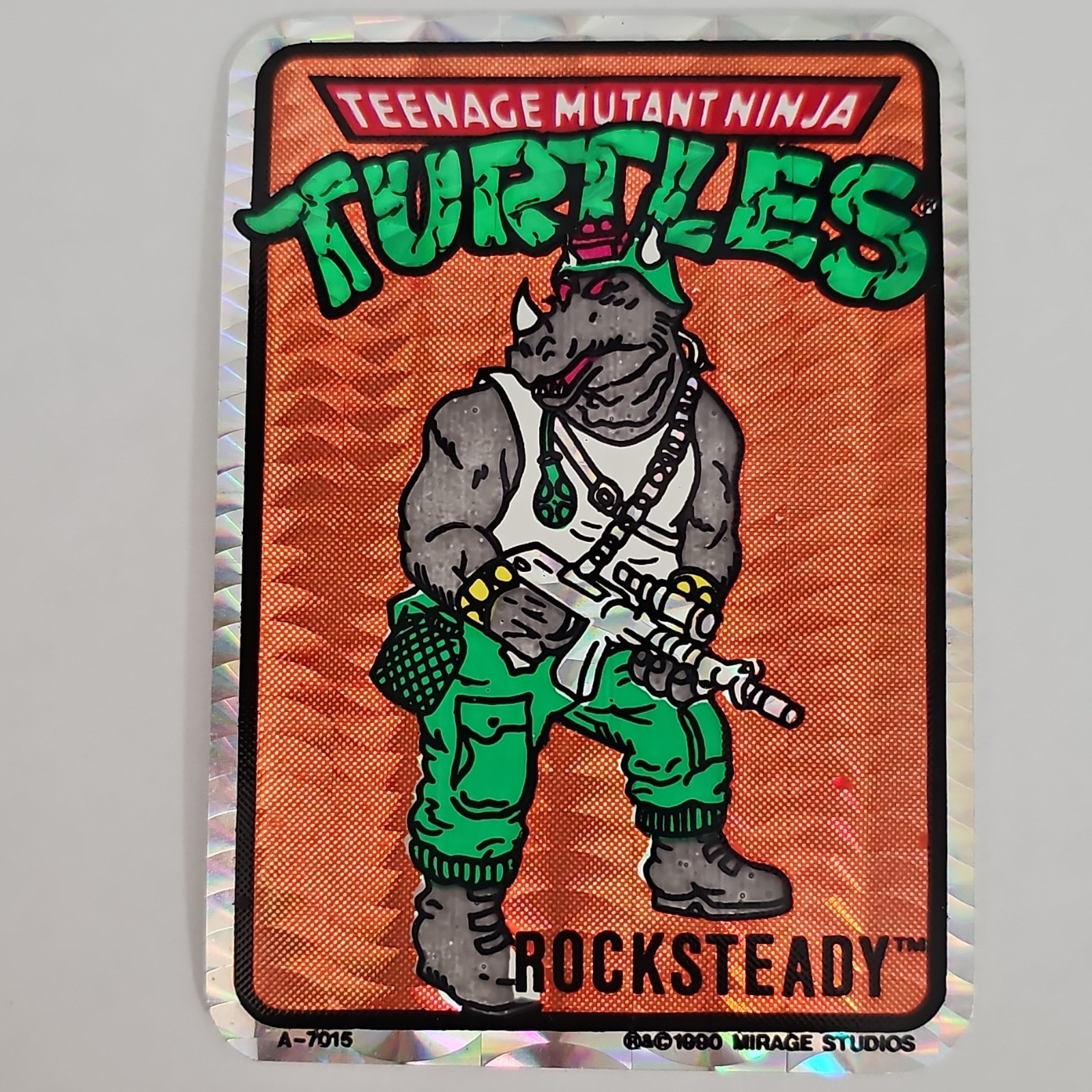 Rare VTG Prism 1990 TMNT Rocksteady Vending Machine Sticker by Mirage Studios
