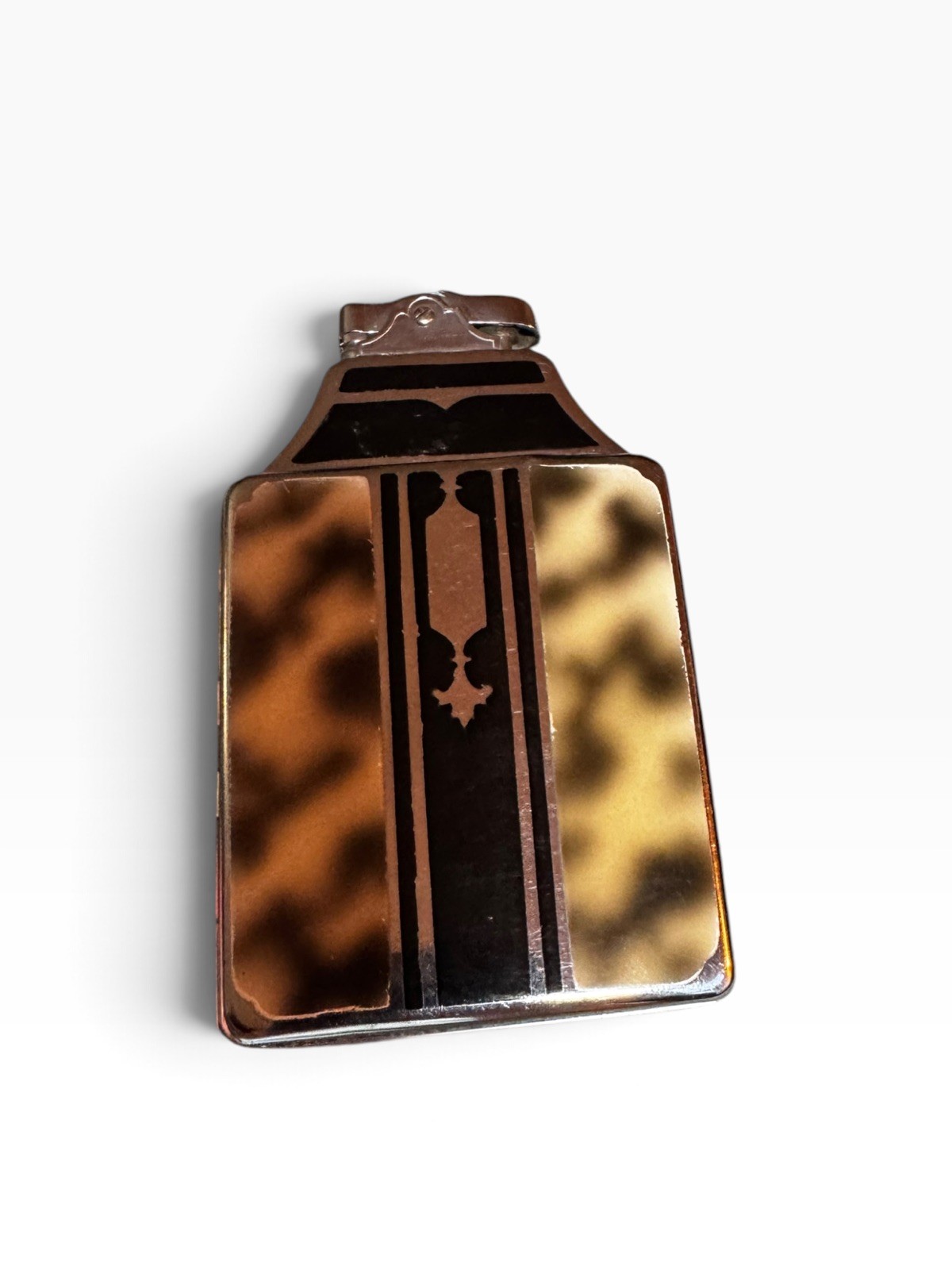 Vintage Ronson Mastercase Art Deco Cigarette Case Lighter Tortoise Enamel