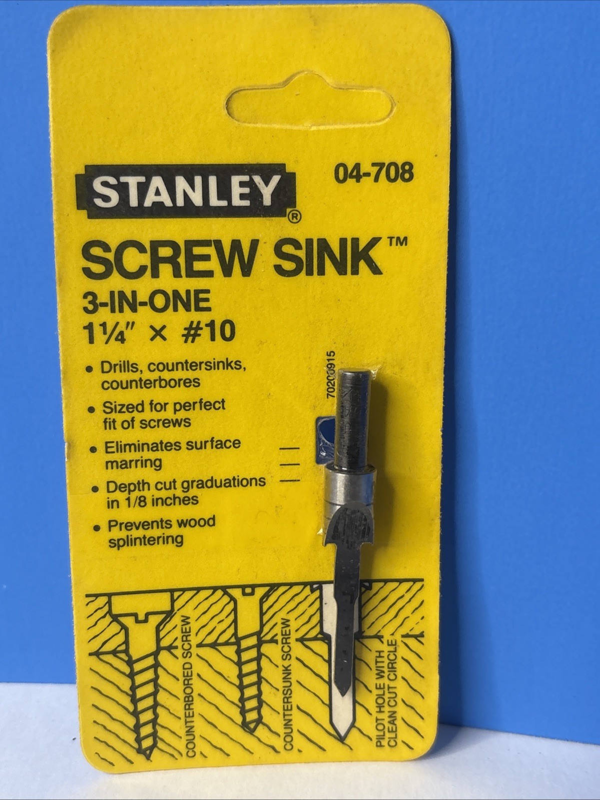 VTG 1986 Stanley Screw Sink 3-In-One 04-708 1-1/4