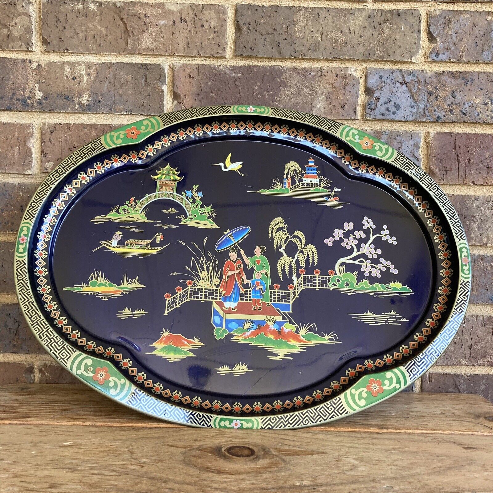 Daher Decorated England Oriental Asian Design Ware Tray ~ 20” Long X 15” Wide