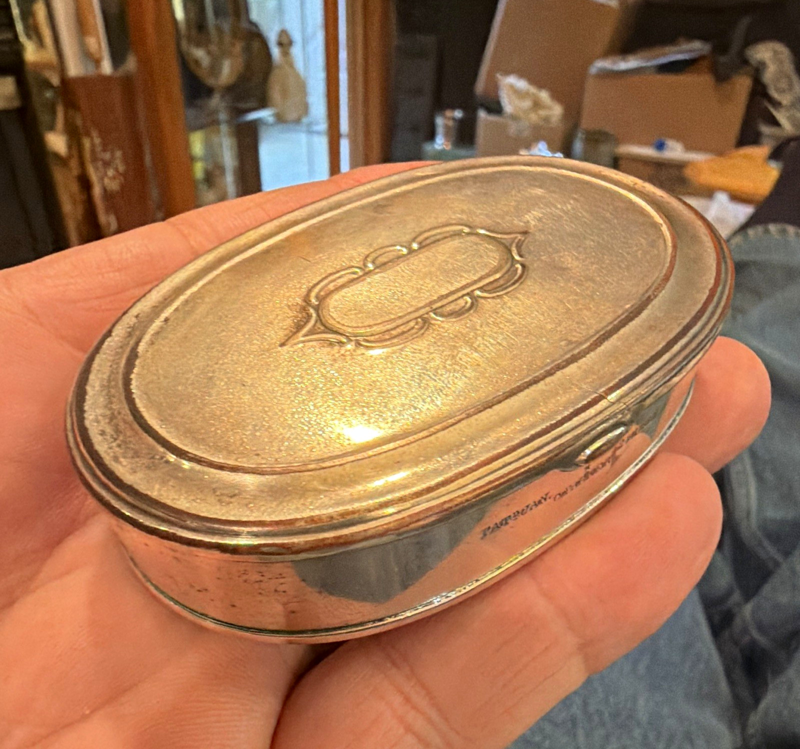 Charles Parker.American Silver Plate Snuff Box - Civil War Period 1860