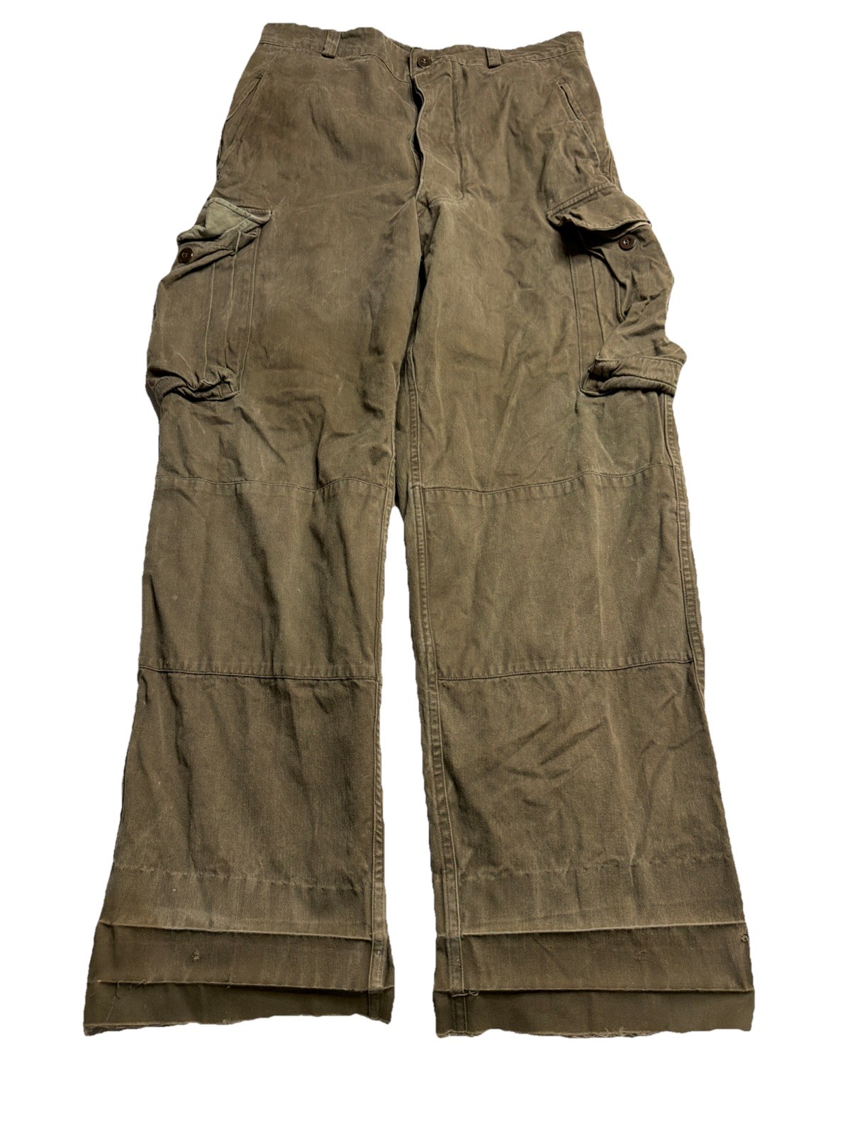 Vtg 1955 Rare Sz MEN 32X30 French MILITARY M47 FIELD Stenciled GREEN HBT Pants