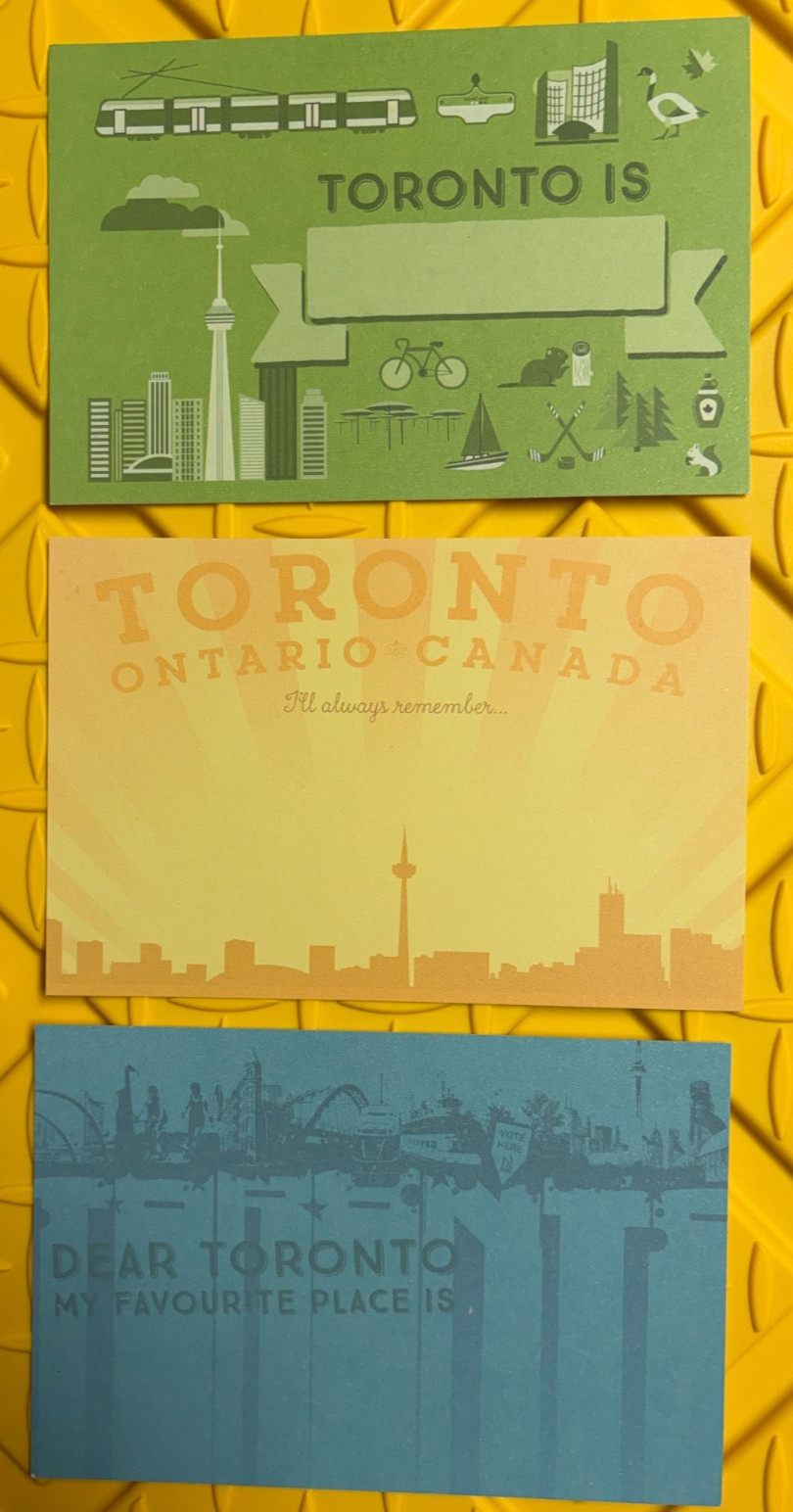 set of three (3) POSTCARDS for TORONTO, Ontario, Canada - measures 4\