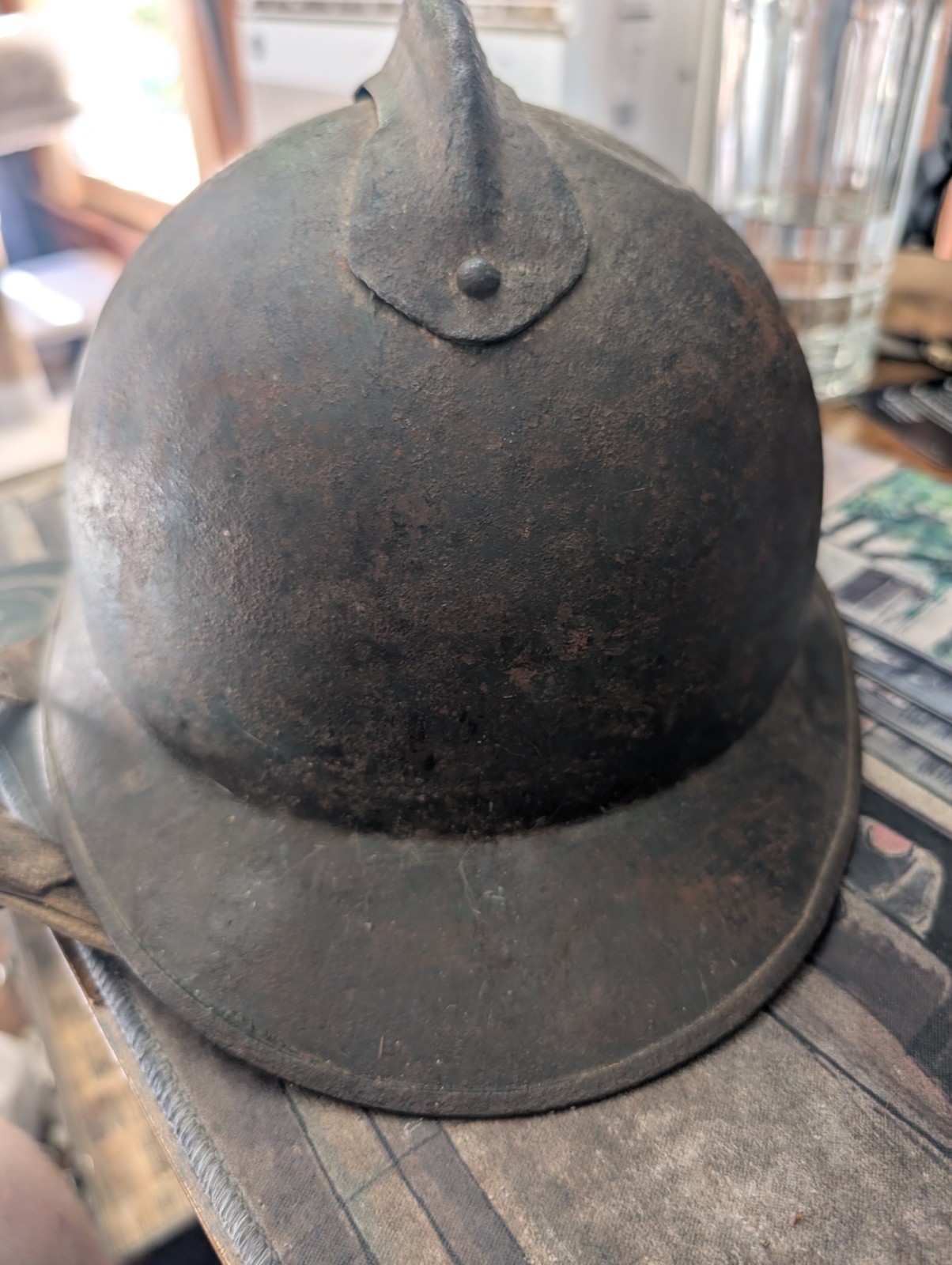 Original French Adrian Steel Helmet w/ Liner & Chin Strap, WWI (1914-18)