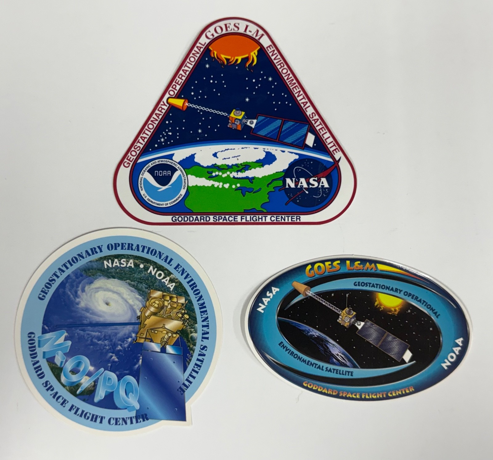 Vintage NASA NOAA GOES Weather Satellite Sticker Decal Lot of 3 GSFC 1994-2006