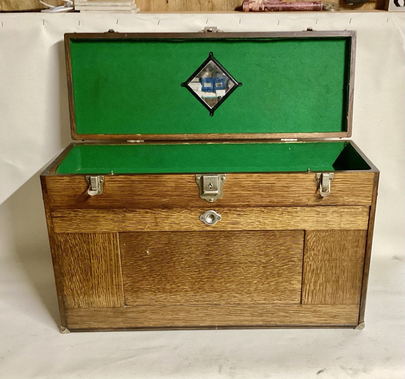 Vintage H Gerstner Son Oak Wooden Machinist Tool Chest 11 Drawer Box No Reserve