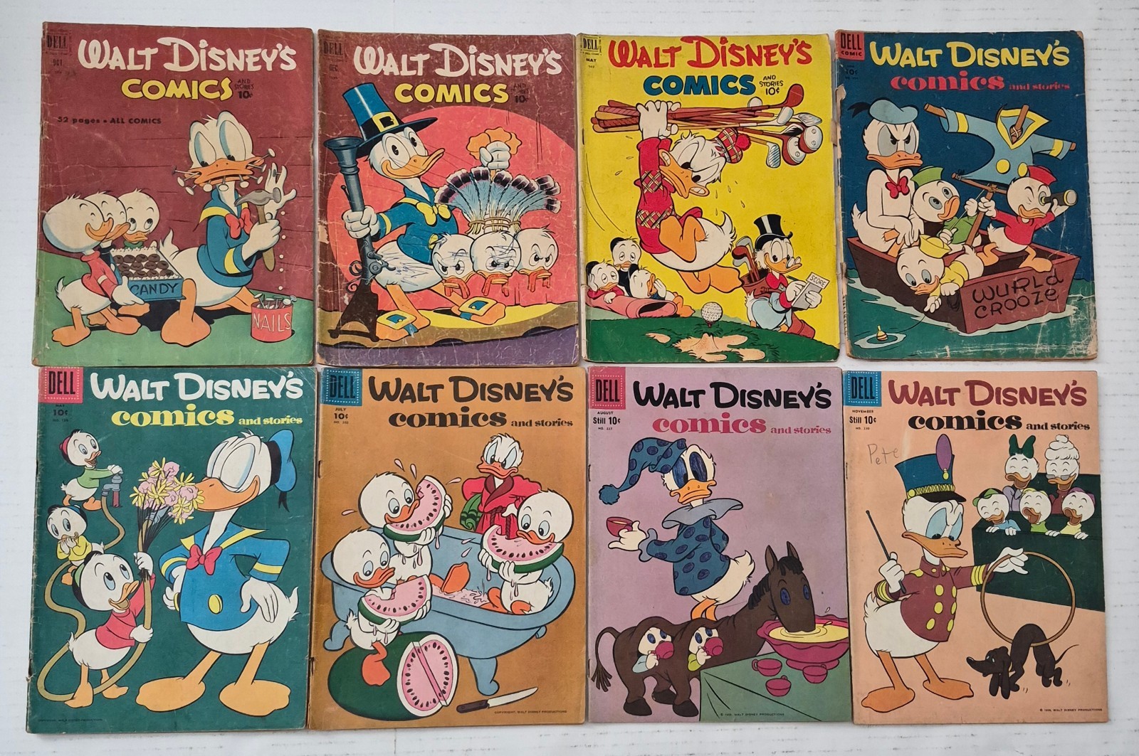 Walt Disney\'s  Comics and Stories Lot☆8 #133-230*VG G 1951 Carl Barks Golden Age