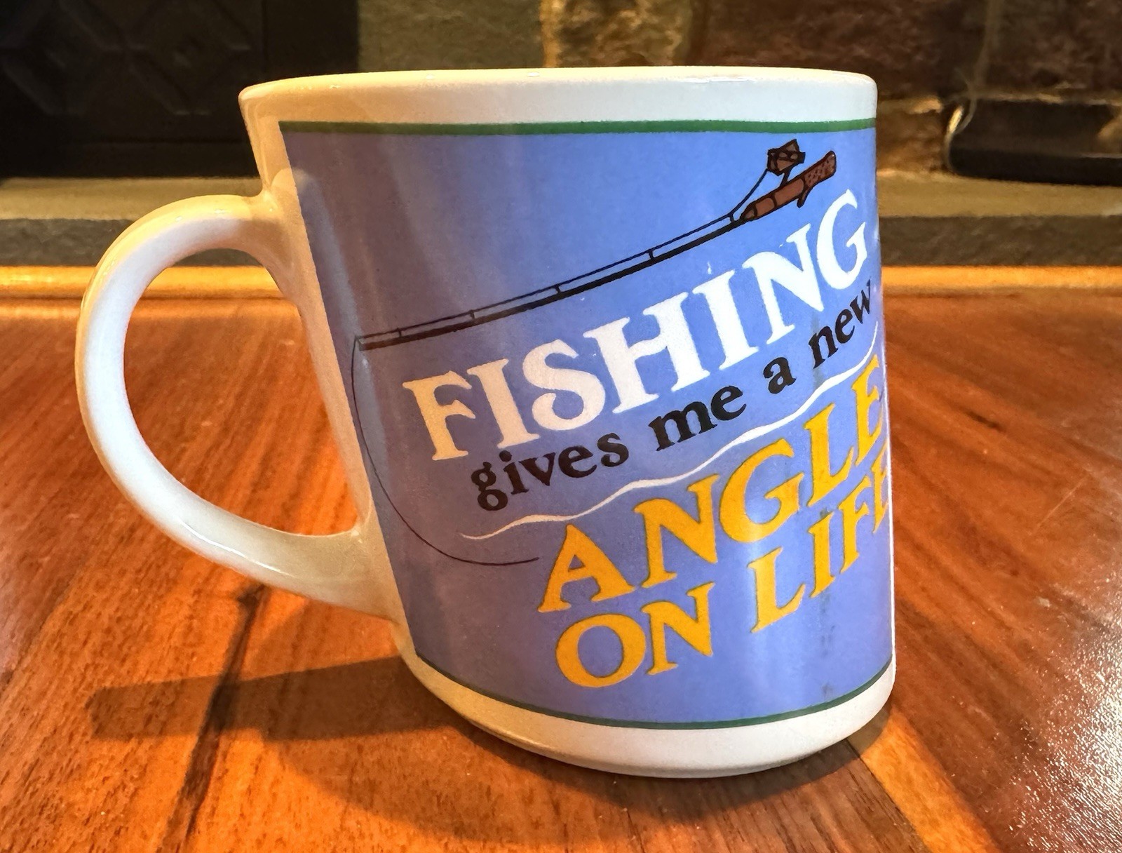 VTG Papel Fishing Coffee Mug Humor Novelty New Angle On Life 1980s Retro Gift