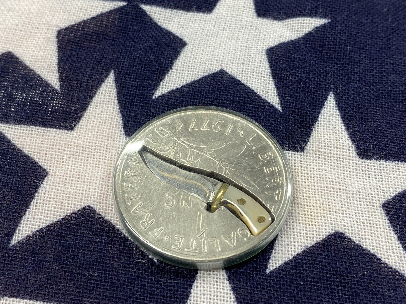 France Franc Handmade Miniature Knife Coin Rare Custom USA Made 