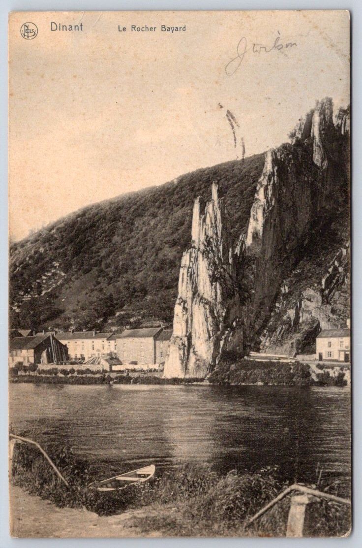 Antique Belgium Postcard DINANT le Rocher Bayard Meuse River 1923