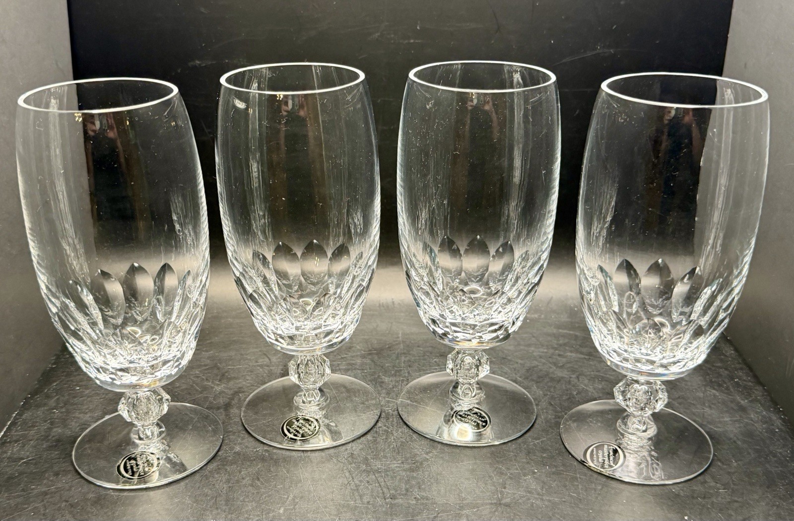 Set of 4 NWT Tiffin-Franciscan Crystal Manchester Iced Tea Glasses 6 3/4\