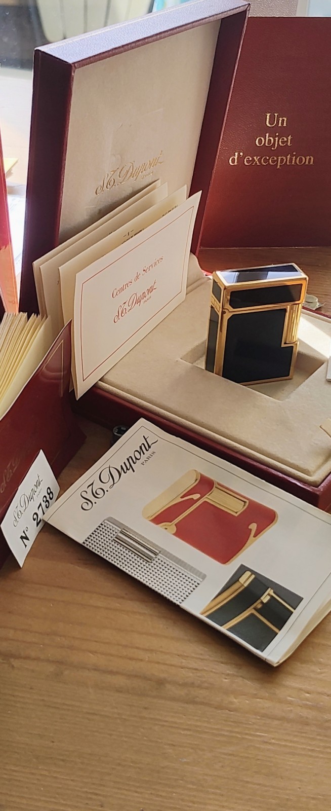 S.T DUPONT Line 1 LADY - Black & Gold Lacquer - 50x35 - New Full Set Vintage.