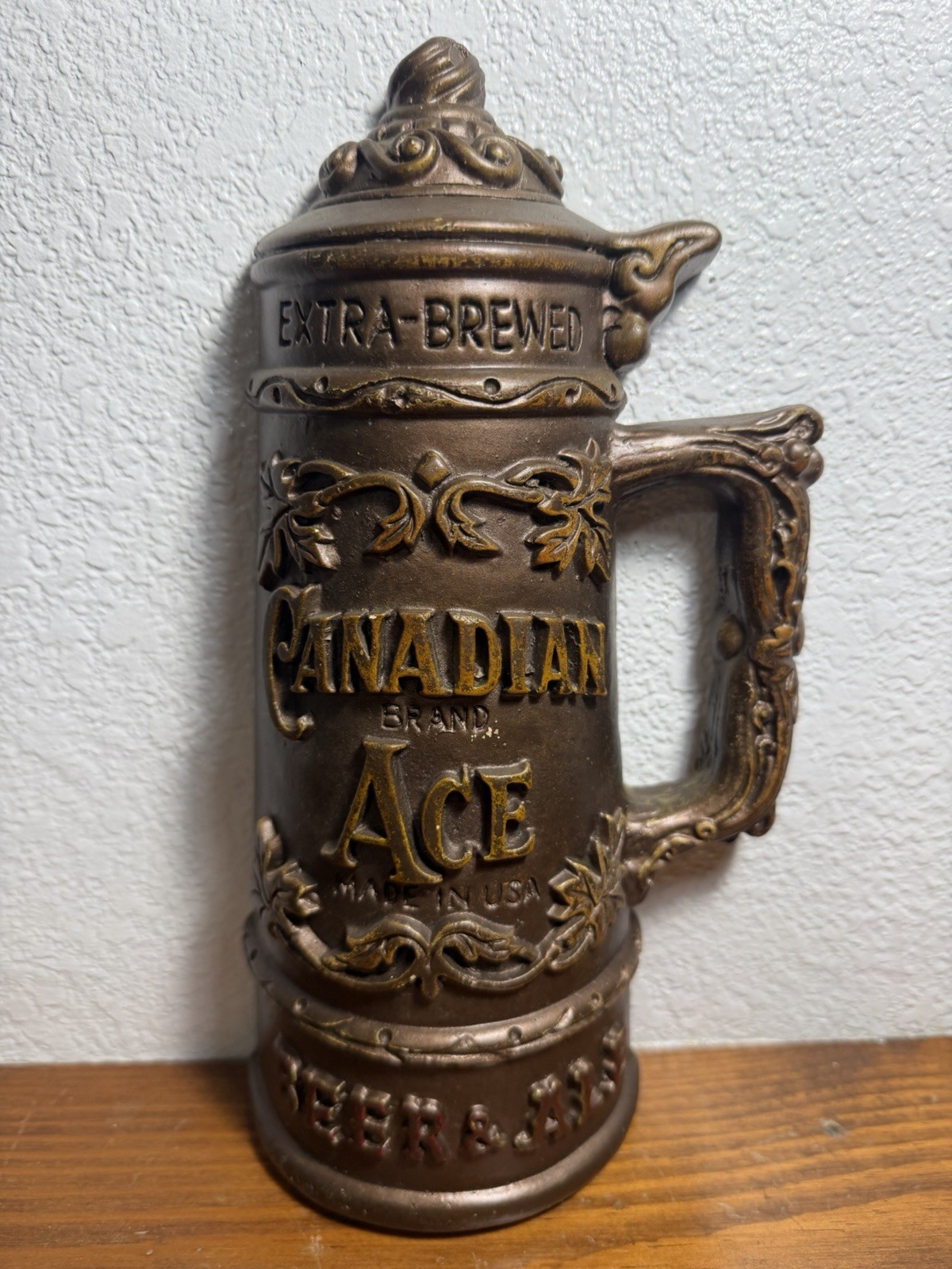 Vintage Canadian Ace Beer Chalkware Mug/Stein Chicago Advertising And Breweriana