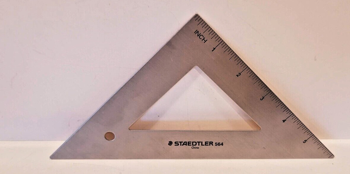 Vintage STAEDTLER 564 TRIANGLE  SQUARE WITH CORK BACK 45 and 90 Degrees