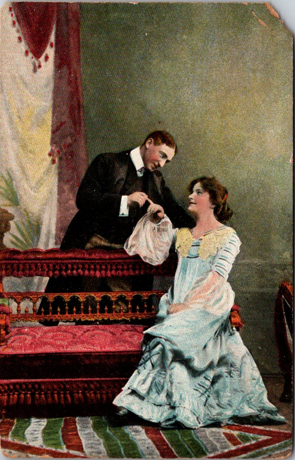 A Romantic Courting Scene Victorian Romance Postcard TPR14
