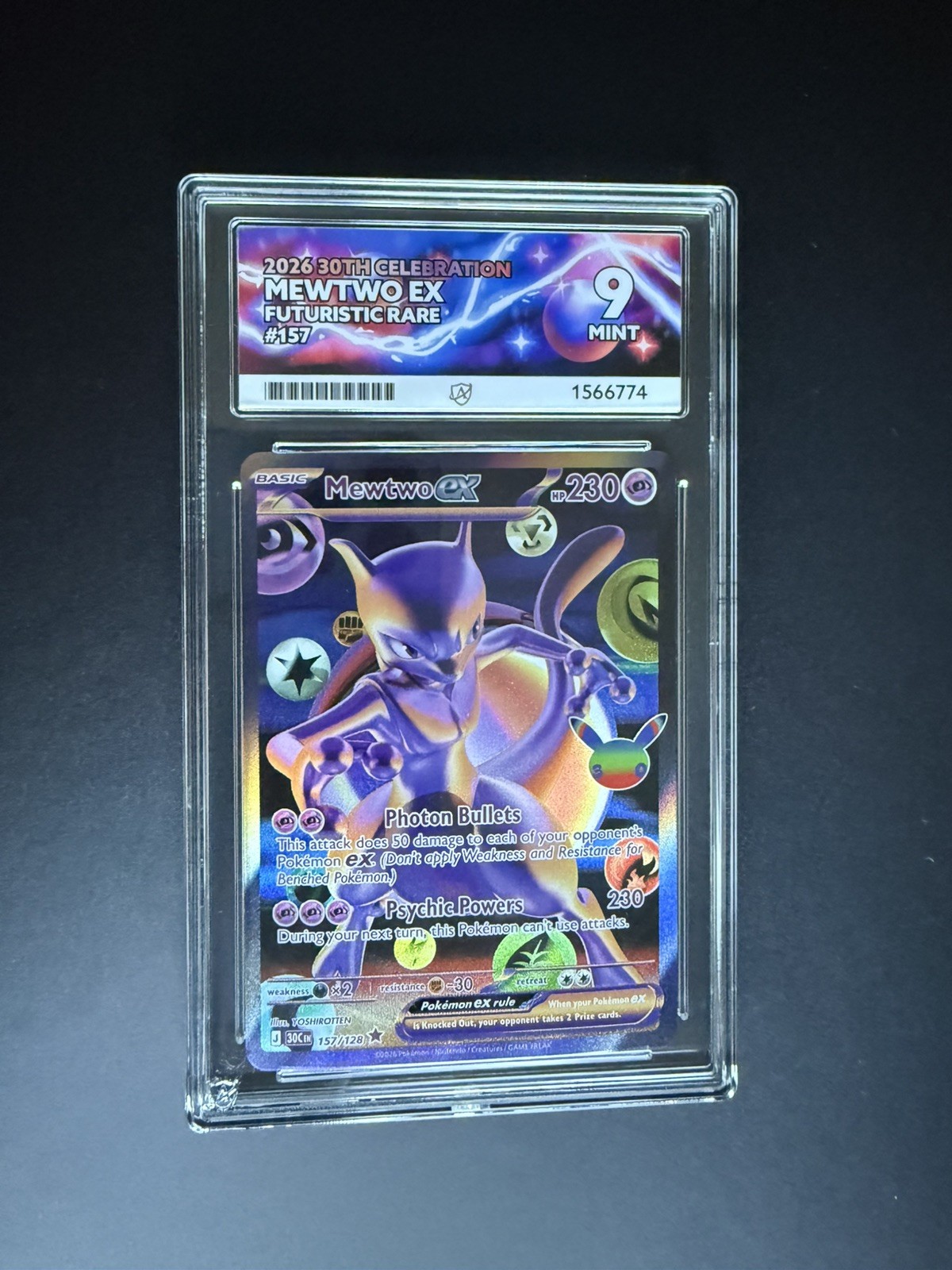 Pokemon Mewtwo ex 157/128 30th Celebration Futuristic Rare - ACE 9