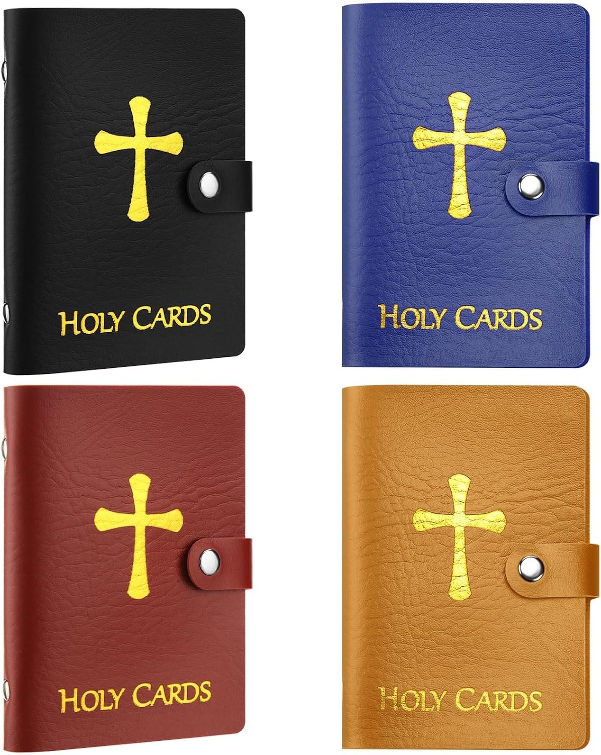 4 Pcs Holy Card Holder Carrying Each Case Hold to 40, Prayer Holder with Gold St