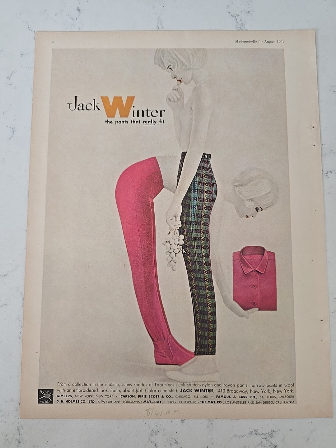 1961 Women\'s  Jack Winter Pants That really fit Vintage Fashion Color Ad 