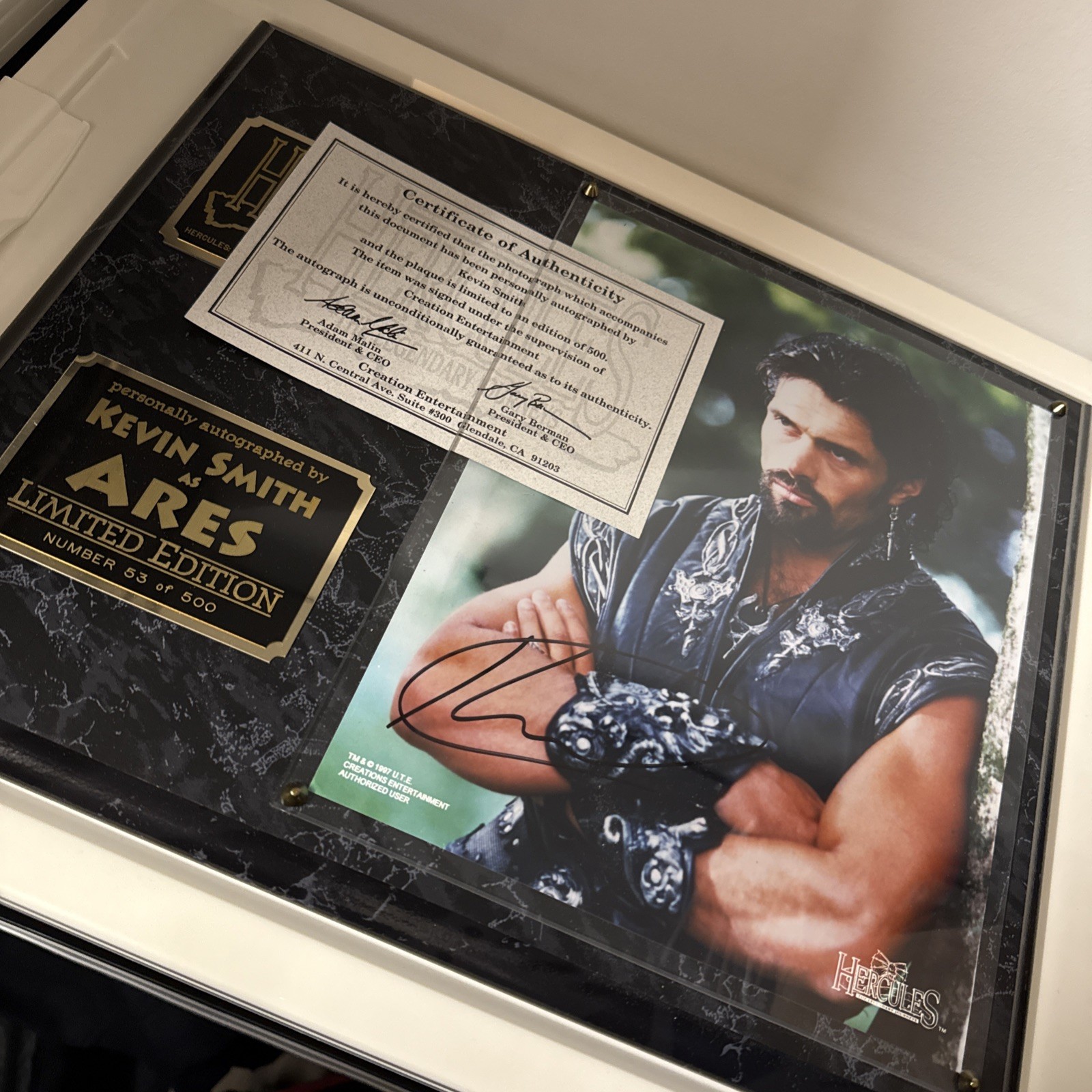 Xena KEVIN SMITH as Ares AUTOGRAPHED PLAQUE COA CREATION Signed LOW #53 of 500