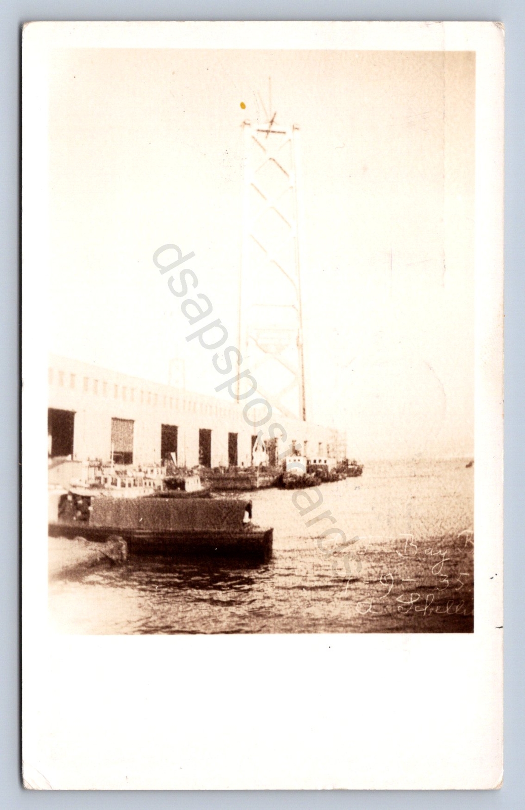 K9/ San Francisco California Postcard RPPC c1935 Harbor Boats Tower 377