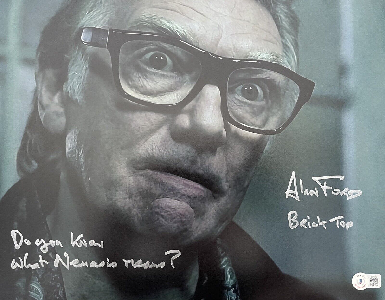 Alan Ford Signed Snatch 11” x 14” With “Nemesis” Quote - Beckett Authenticated