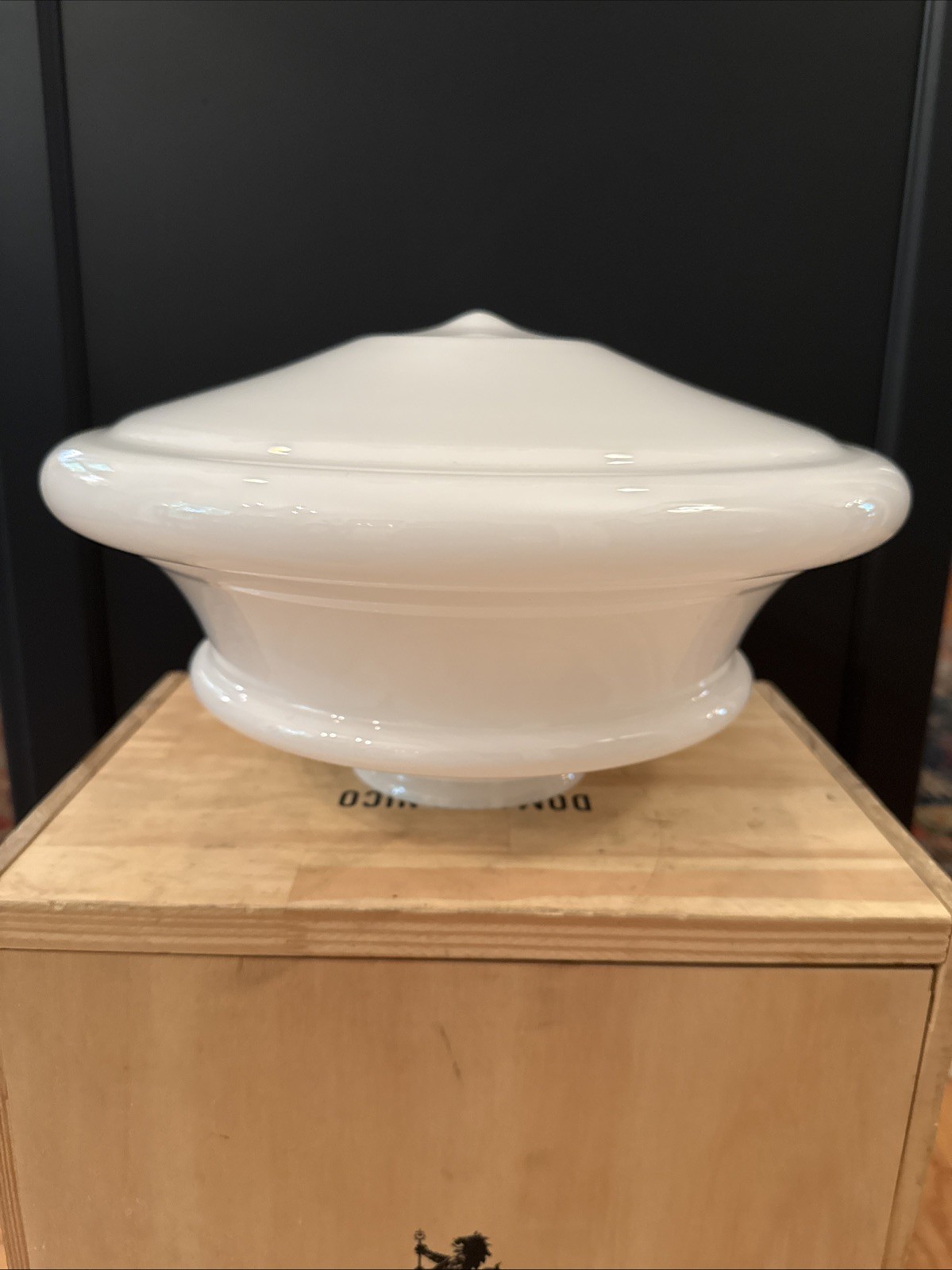 Milk Glass School House Pendant Light Globe Lamp Shade 12” Diameter 7” Tall