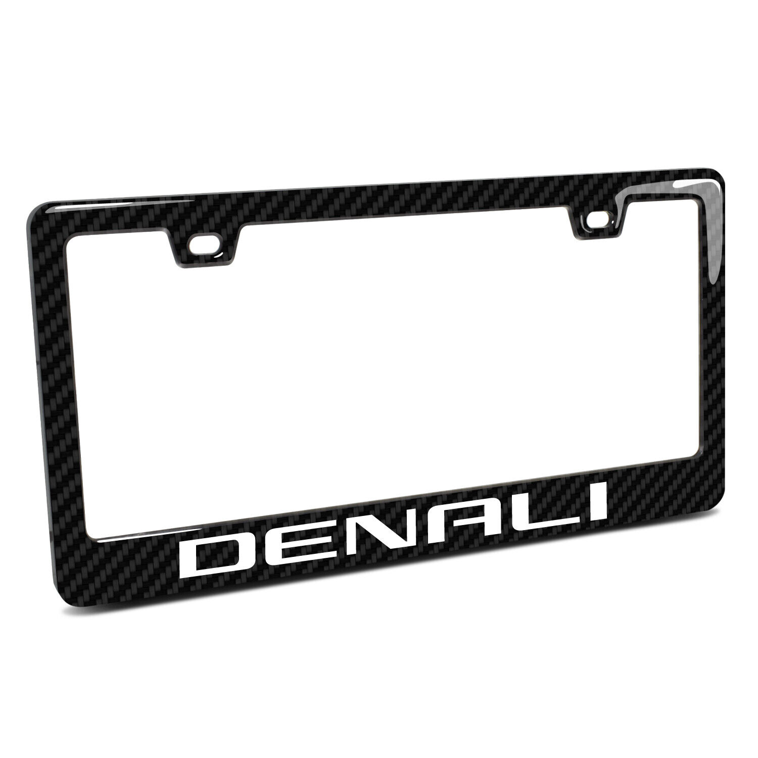 GMC Denali in 3D on on Real Carbon Fiber Finish ABS Plastic License Plate Frame