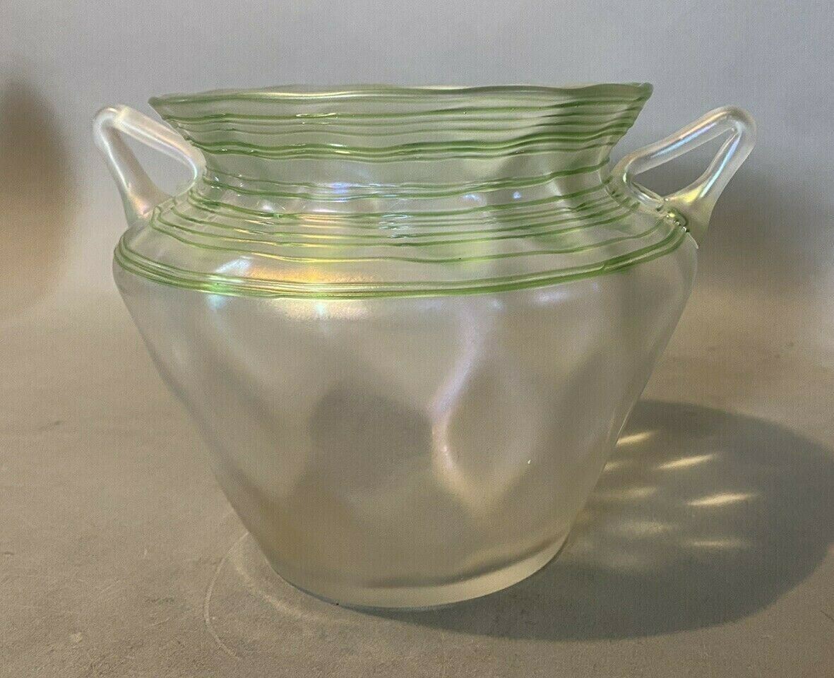 VINTAGE ANTIQUE STEUBEN VERRE DE SOIE THREAD DECORATED 5
