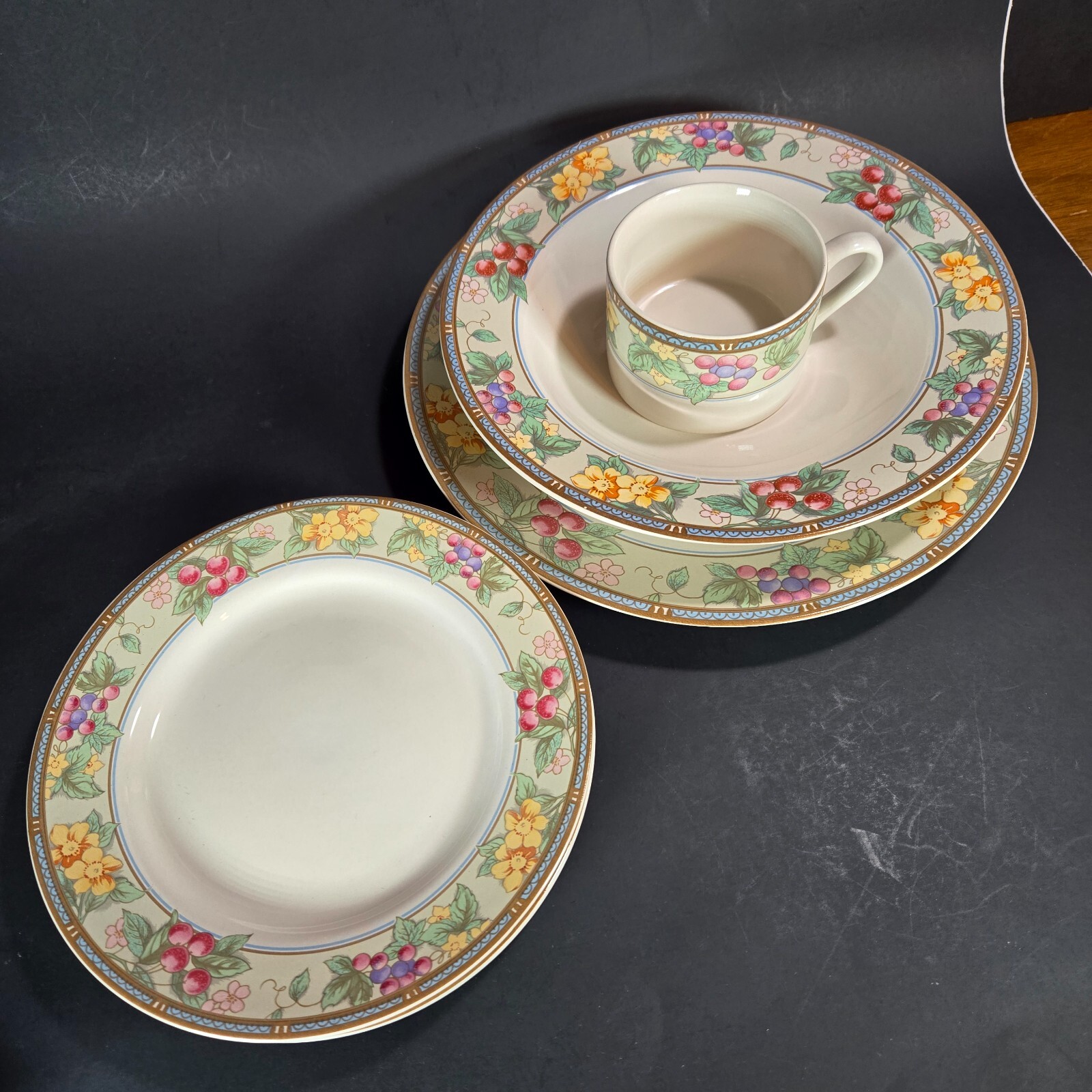 Vintage Sango/Misono Blossom Mixed Lot of 5 Plates, Bowls, Cups Fruit