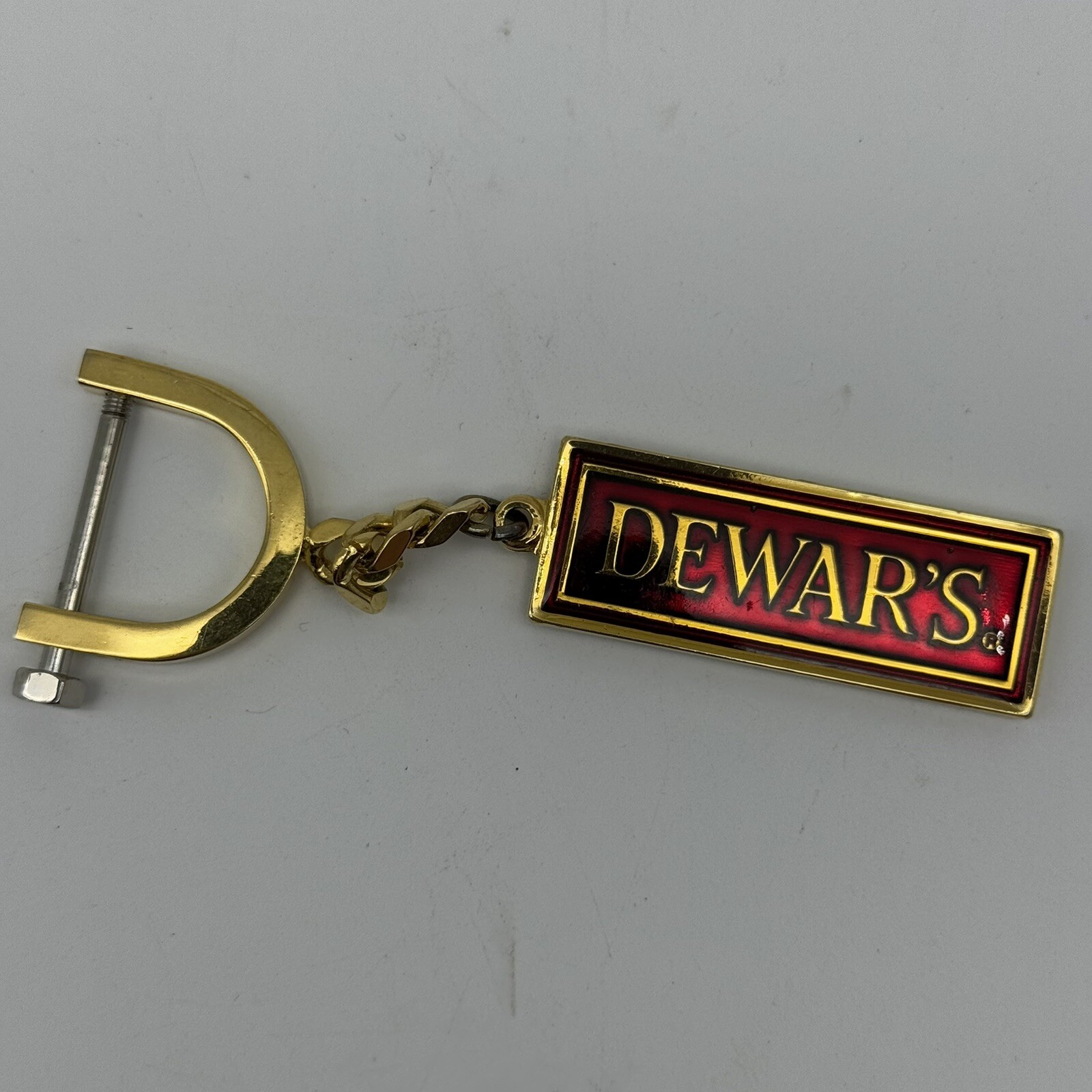 Vintage Dewar\'s White Label Enamel Keychain - Dewar\'s Whiskey