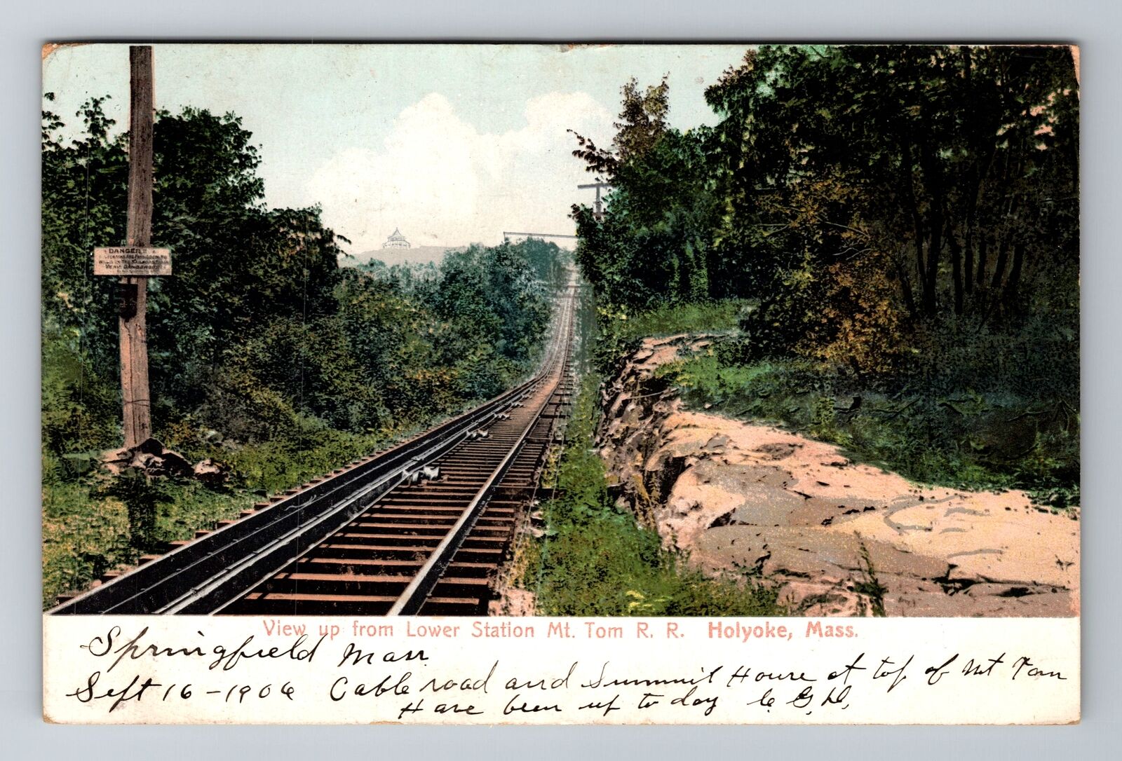 Holyoke MA-Massachusetts, View Up Lower Station, Mt Tom, Vintage c1906 Postcard