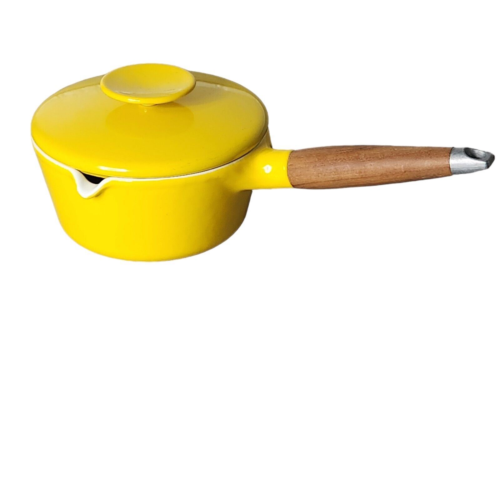 Copco Denmark Michael Lax Yellow Enamel Saucepan Spout with Lid Cast Iron 1.25qt