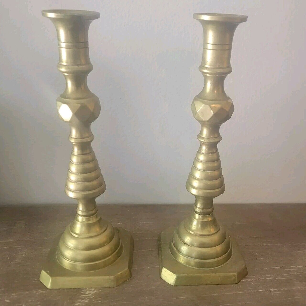 Vintage Antique Brass Set of 2 Candlestick Holders