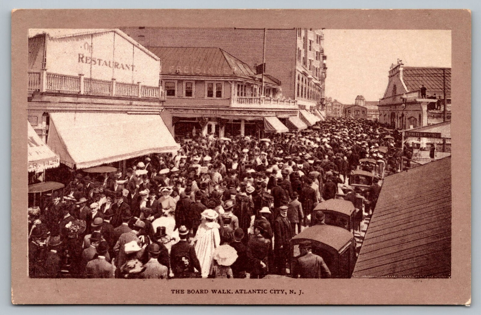 Postcard Board Walk Atlantic City Photo Carbon Ullmans Rolling Cart Restaurant
