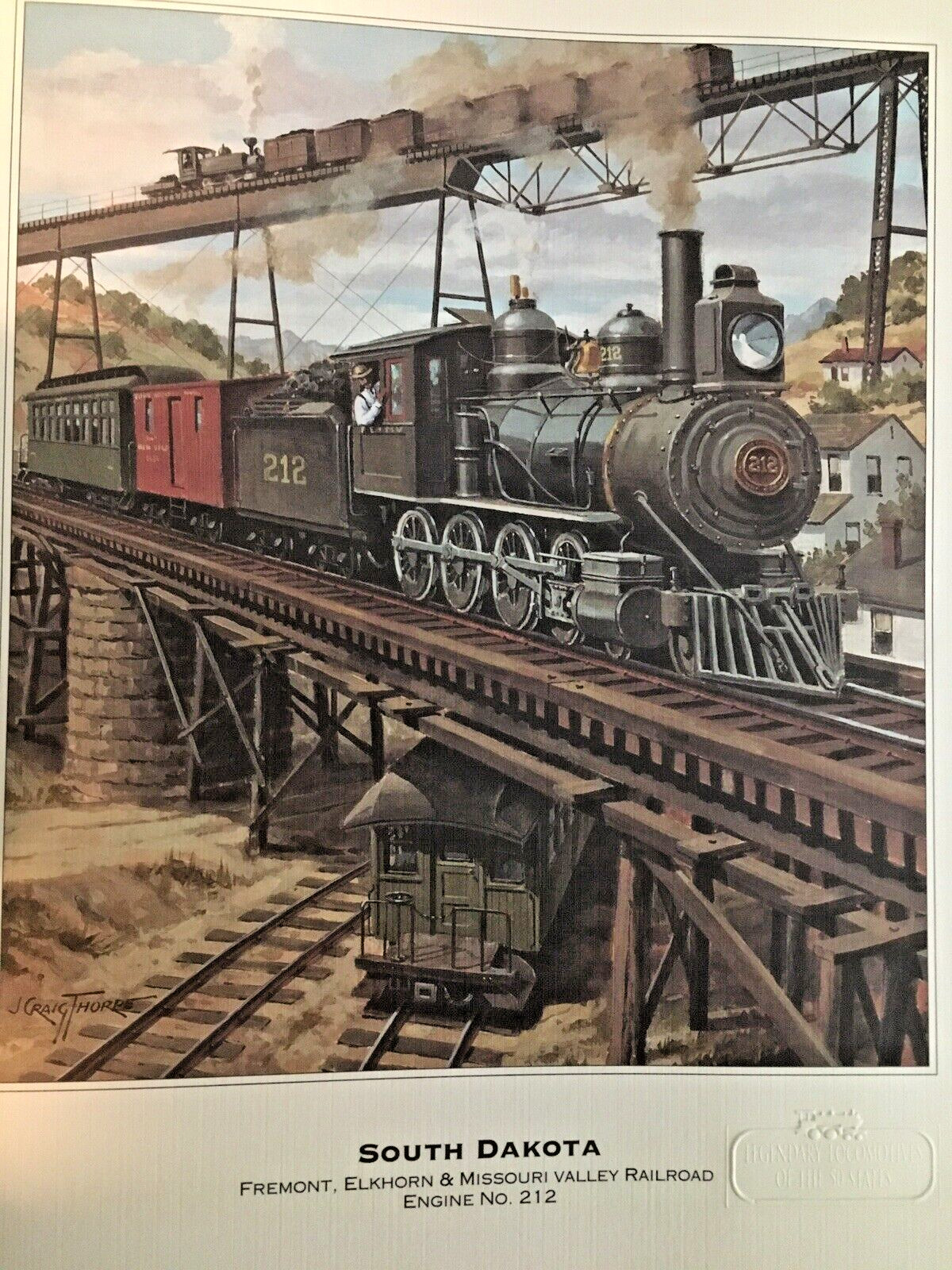 Vintage  SOUTH DAKOTA Fremont, Elkhorn & Missouri Valley Railroad Engine No. 212