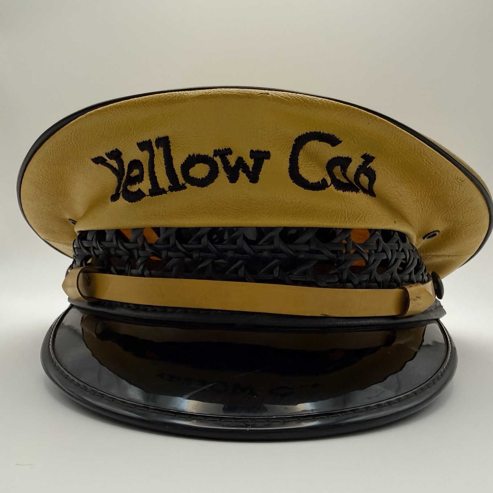 Vintage YELLOW CAB Company Driver Hat LANCASTER BRAND Los Angeles, Ca 7 1/4 Size