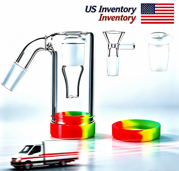 90°Glass Ash Catcher Glass Hookah Attachment for🎁 Water Pipe Smoking Set of 4